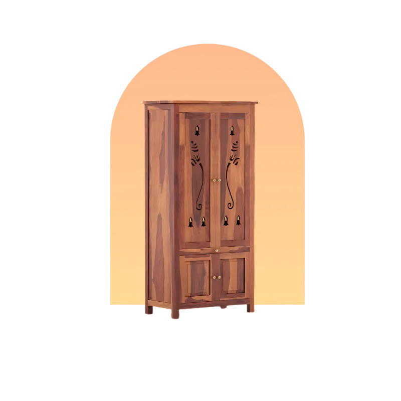 Hotspot Image of Devansh Teak Wood Pooja Mandap with Door (Teak)