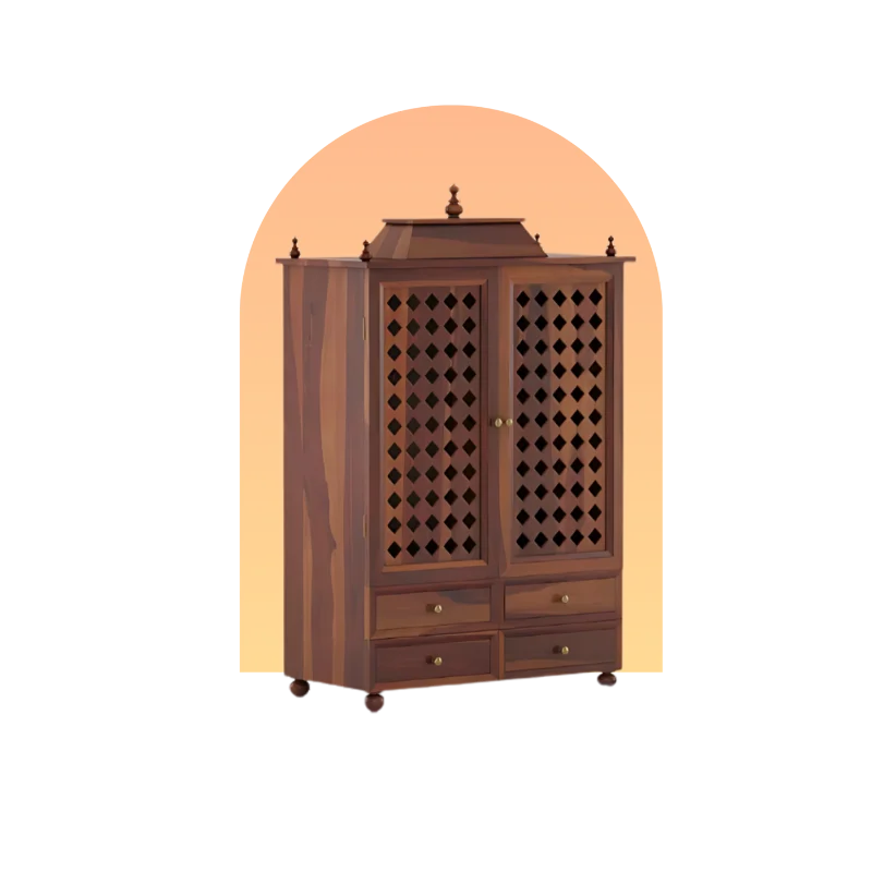 Hotspot image of Aarvith Teak Wood Pooja Mandap with Door (Teak)