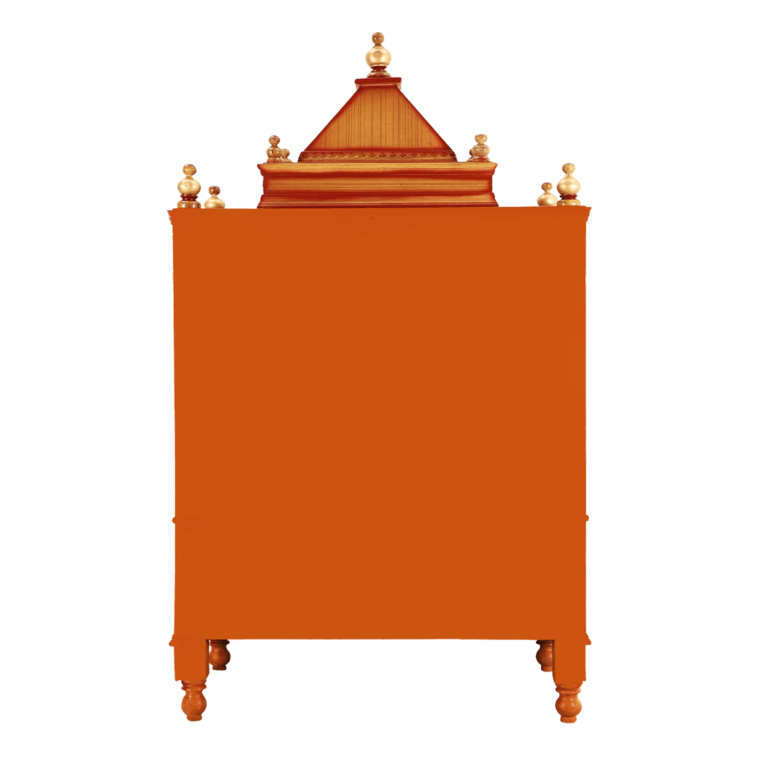Divine Home Medium Floor Rested Pooja Mandir with Door (Teak Gold)