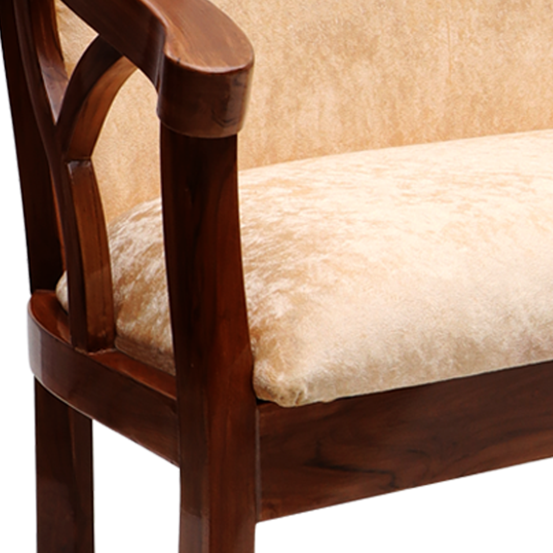 Verior Solid Wood Love Sofa (Teak Beige)
