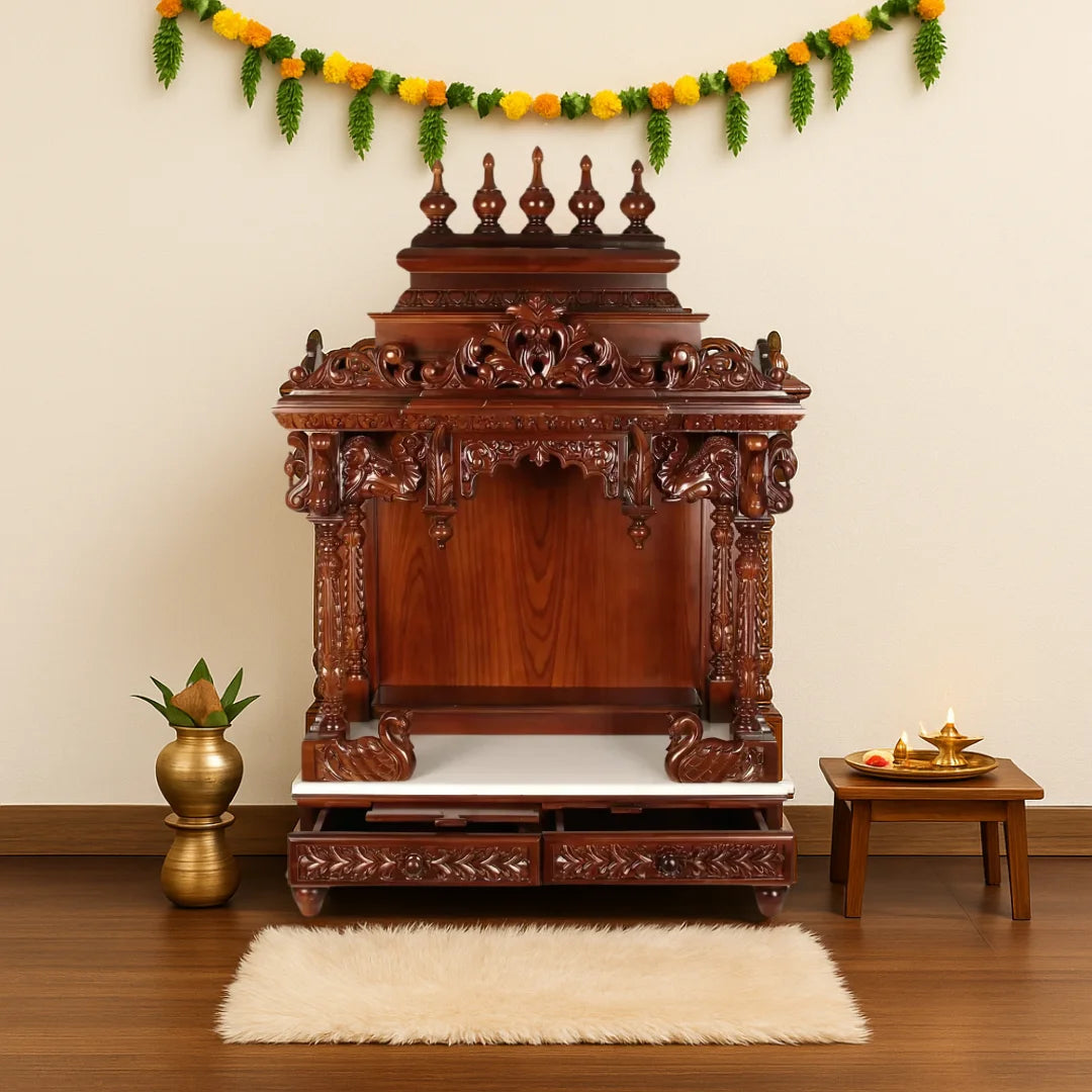 Ishanam Teak Wood Mandir (Brown) Life Style View