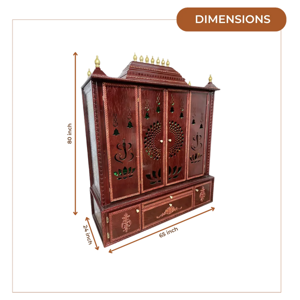 Ishta Teak Wood Mandir (Cherry) dimensions