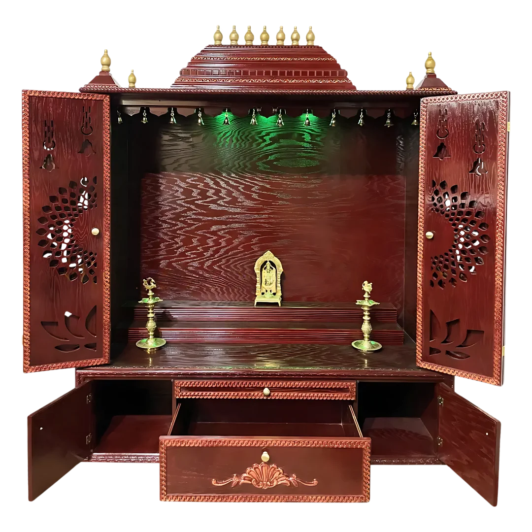 Ishta Teak Wood Mandir (Cherry) open door view