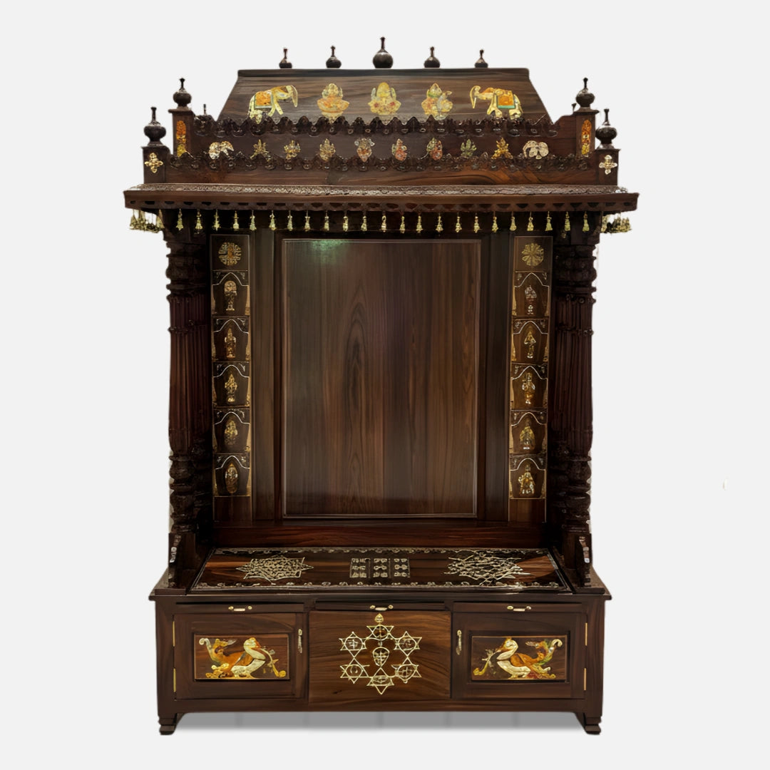 Jagadamba Teak Wood Mandap (Brown) front view