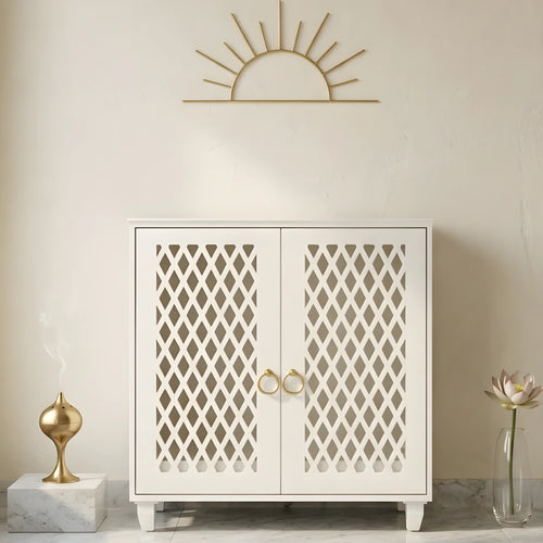 Jeevan Teak Wood Mandir (White)