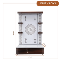 Jyoti Sthambh Wooden Pooja Mandir (White) Dimensions