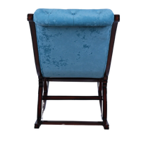 Kairo Teak Wood Fabric Rocking Chair (Brown Blue) Back View