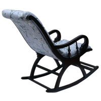 Kairo Teak Wood Fabric Rocking Chair (Brown Grey) Backside View