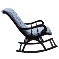 Kairo Teak Wood Fabric Rocking Chair (Brown Grey) Side Angle