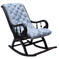 Kairo Teak Wood Fabric Rocking Chair (Brown Grey) Side View