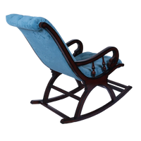 Kairo Teak Wood Fabric Rocking Chair (Brown Blue) back angle