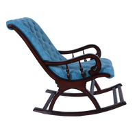 Kairo Teak Wood Fabric Rocking Chair (Brown Blue) side view