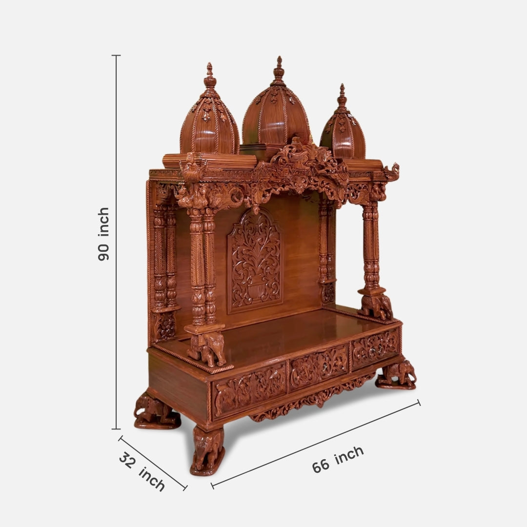 Kamal Teak Wood Mandap (Brown) dimensions