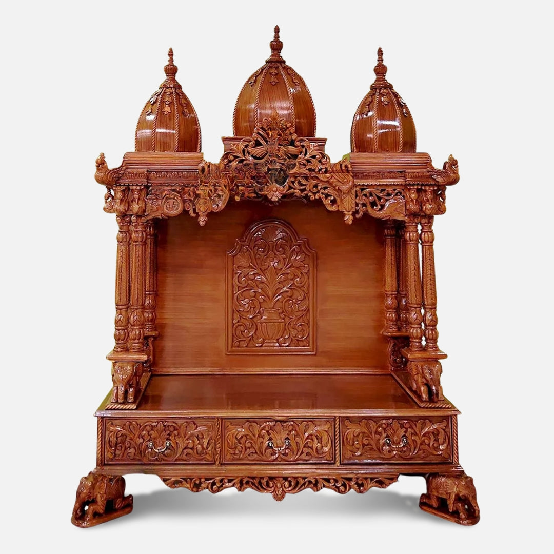 Kamal Teak Wood Mandap (Brown) front view