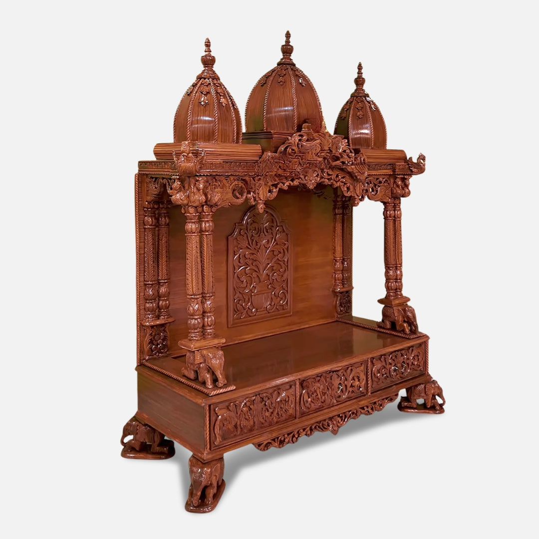 Kamal Teak Wood Mandap (Brown) side view