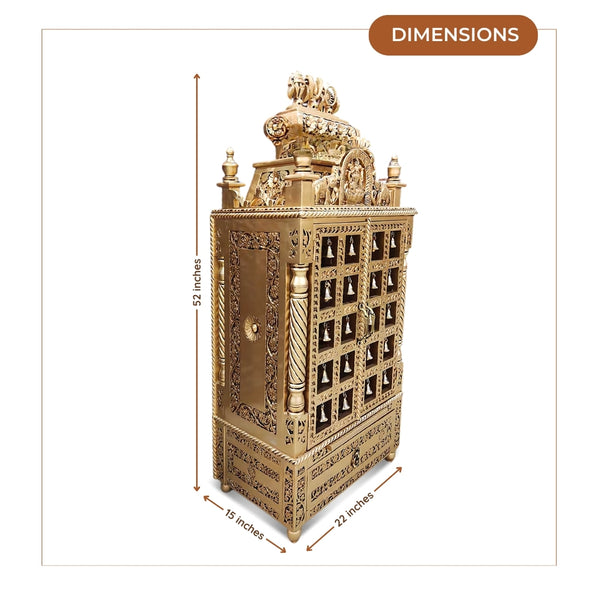 Karunesh Teak Wood Mandir (Gold) dimensions