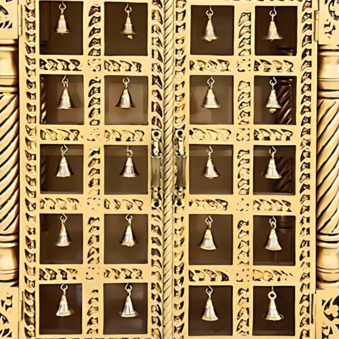 Karunesh Teak Wood Mandir (Gold) zoom view