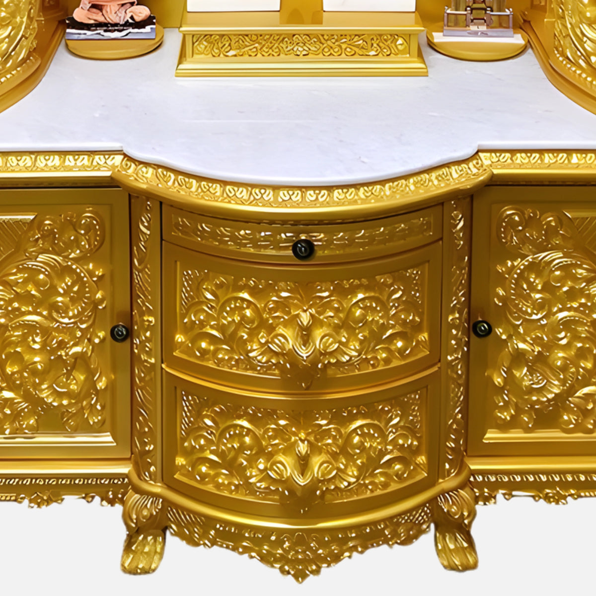 Kiran Teak Wood Mandap (Gold) drawer view