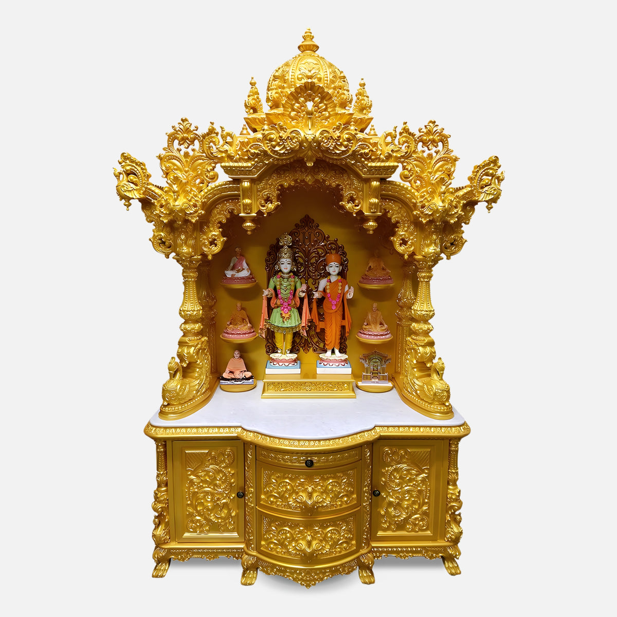 Kiran Teak Wood Mandap (Gold) front view