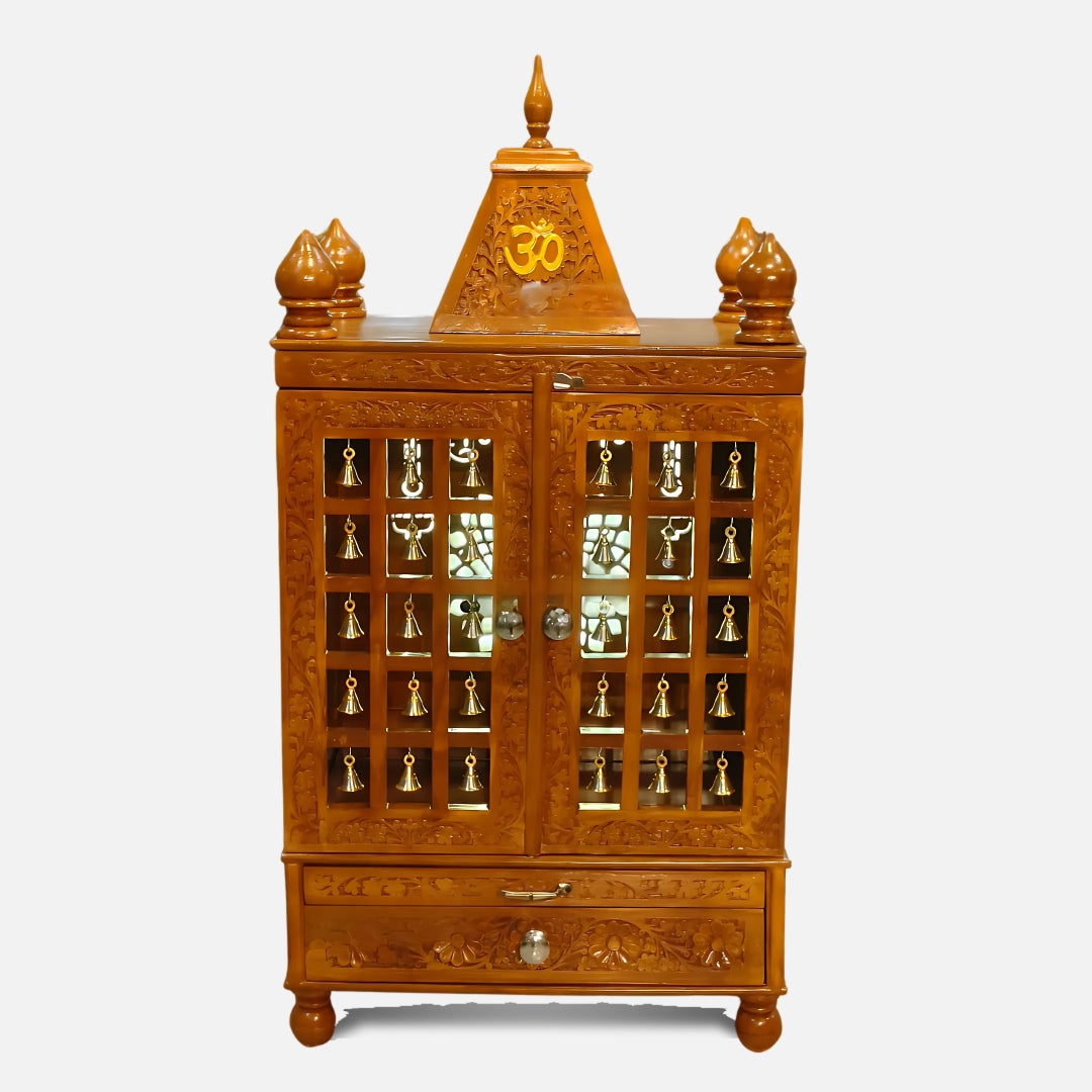 Krittika Teak Wood Mandir (Teak) front view