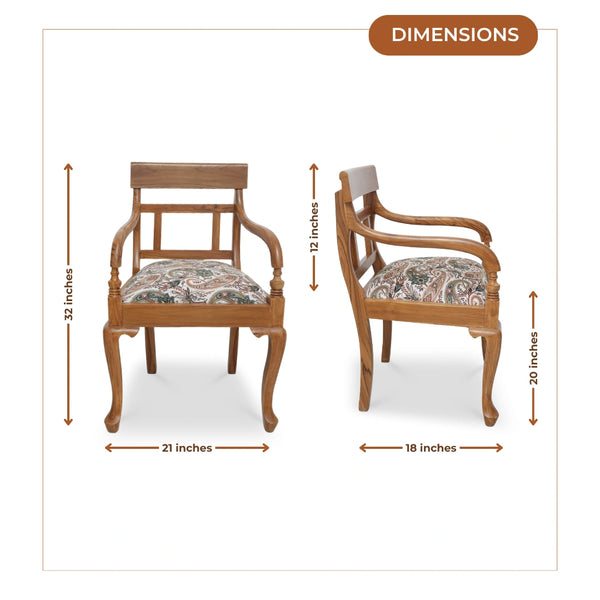 Kyoto Teak Wood Arm Chair (Teak) dimensions image