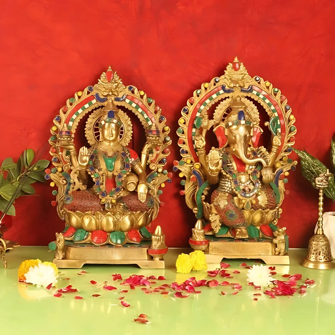Lakshmi Ganesha Brass Idol 1 lifestyle view