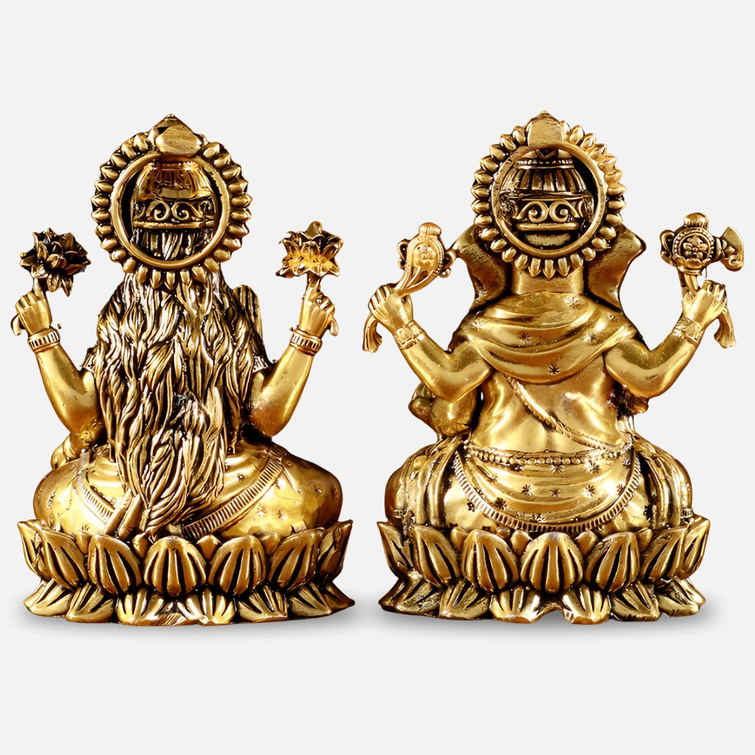 Lakshmi Ganesha Brass Idol 4 back view