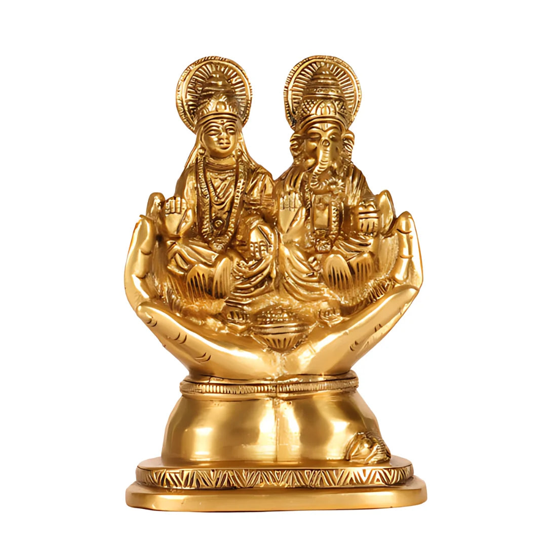 Lakshmi Ganesha Brass Idol 6 front view