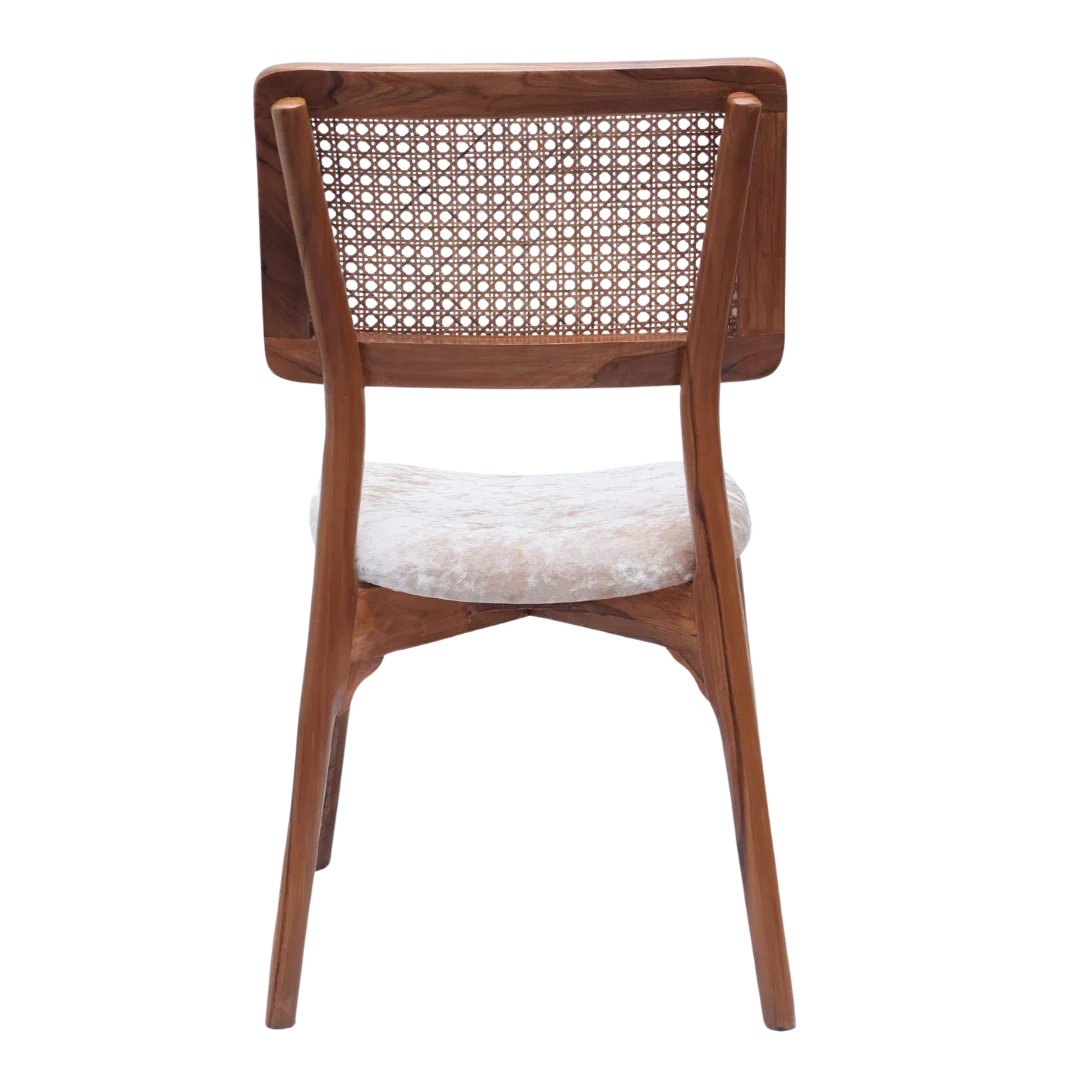 Lattice Teak Wood Dining Chair Back View