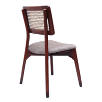 Lattice Teak Wood Dining Chair (Brown Beige) back angle