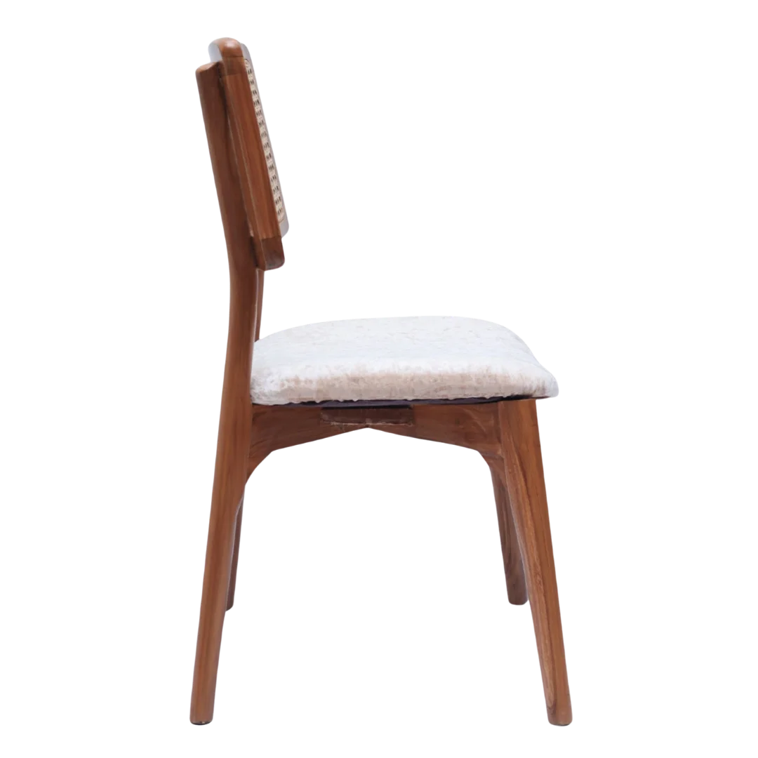 Lattice Teak Wood Dining Chair (Teak Gold) side view