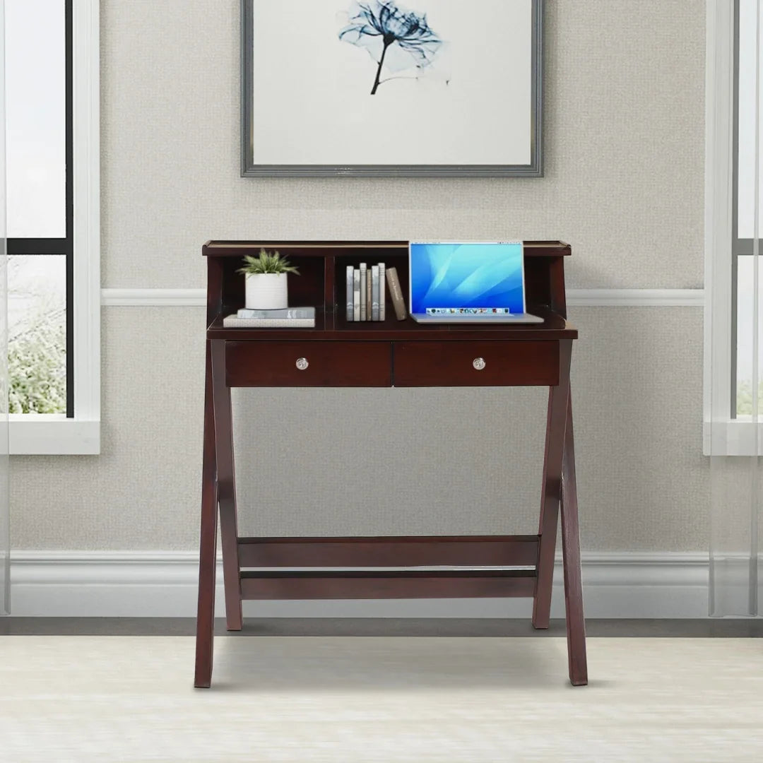 Wisdom Solid Wood Writing Table (Brown)