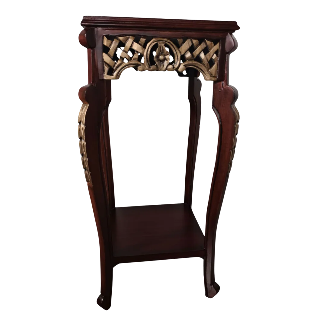 Lifestyle Image of Arcadia Teak Wood Planter Table (Brown) Side Angle