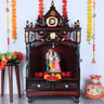 Divya Nivas Medium Floor Rested Pooja Mandir with Door (Brown Gold)