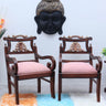 Zorano Teak Wood Arm Chairs (Brown Pink)