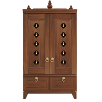 Eshvara Teak Wood Pooja Mandap with Door(Teak) Front View