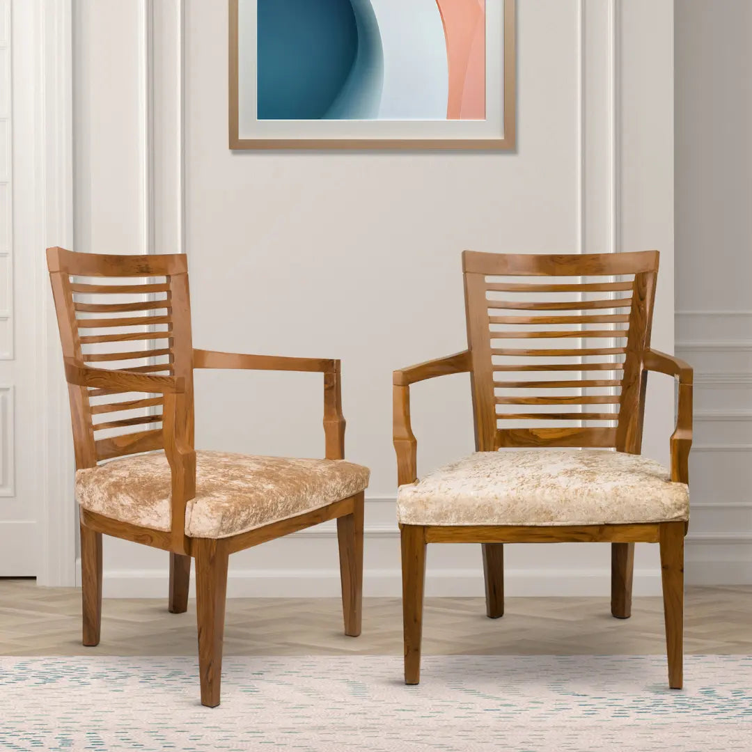 Lifestyle Image of AURA Teak Wood Arm Chair (Teak)