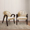 Lifestyle Image of Alteza Teak Wood Fabric Upholstered Arm Chair (Brown Beige)