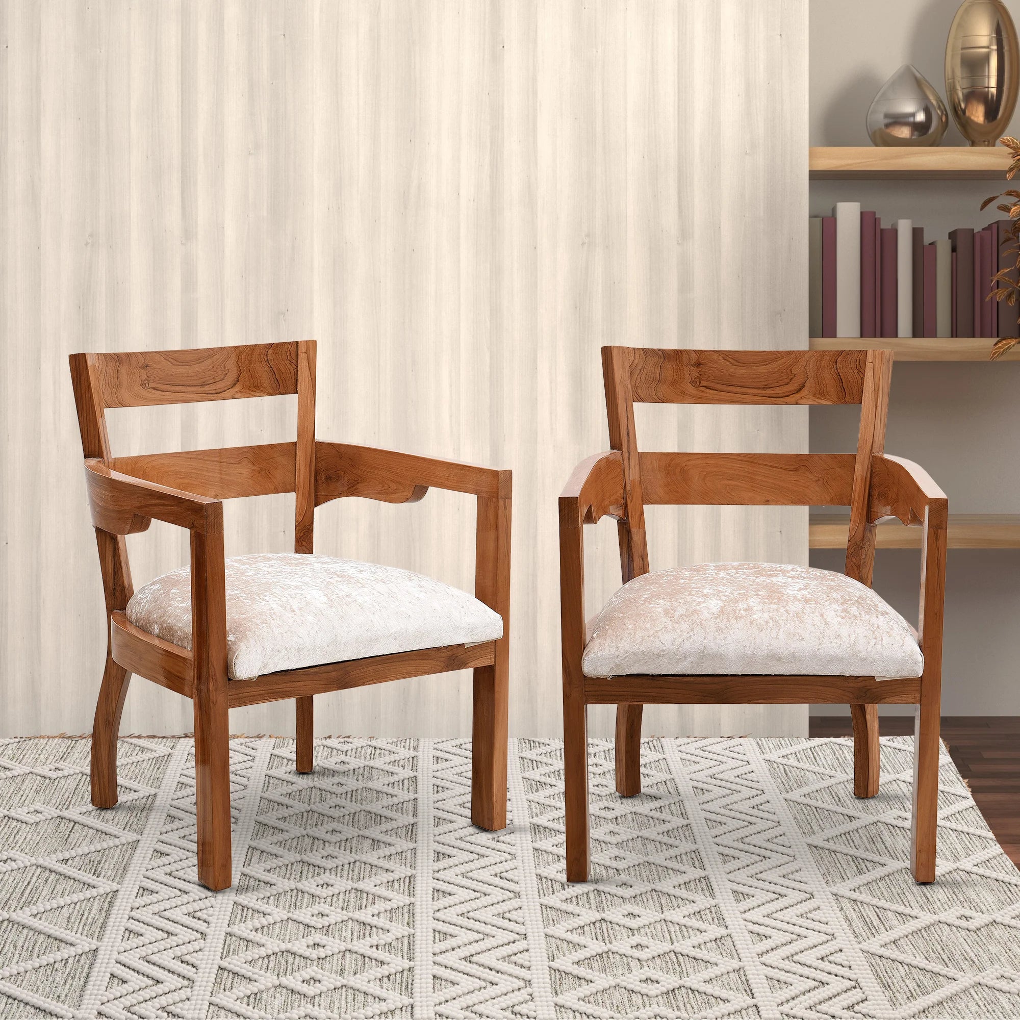 Projakto Teak Wood Living Room Chair (Teak Beige) – DZYN Furnitures
