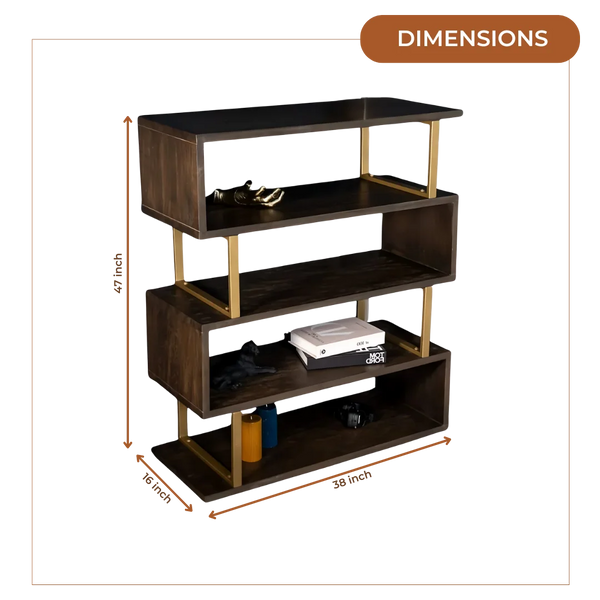 Linea Teak Wood Book Shelf (Brown) dimensions