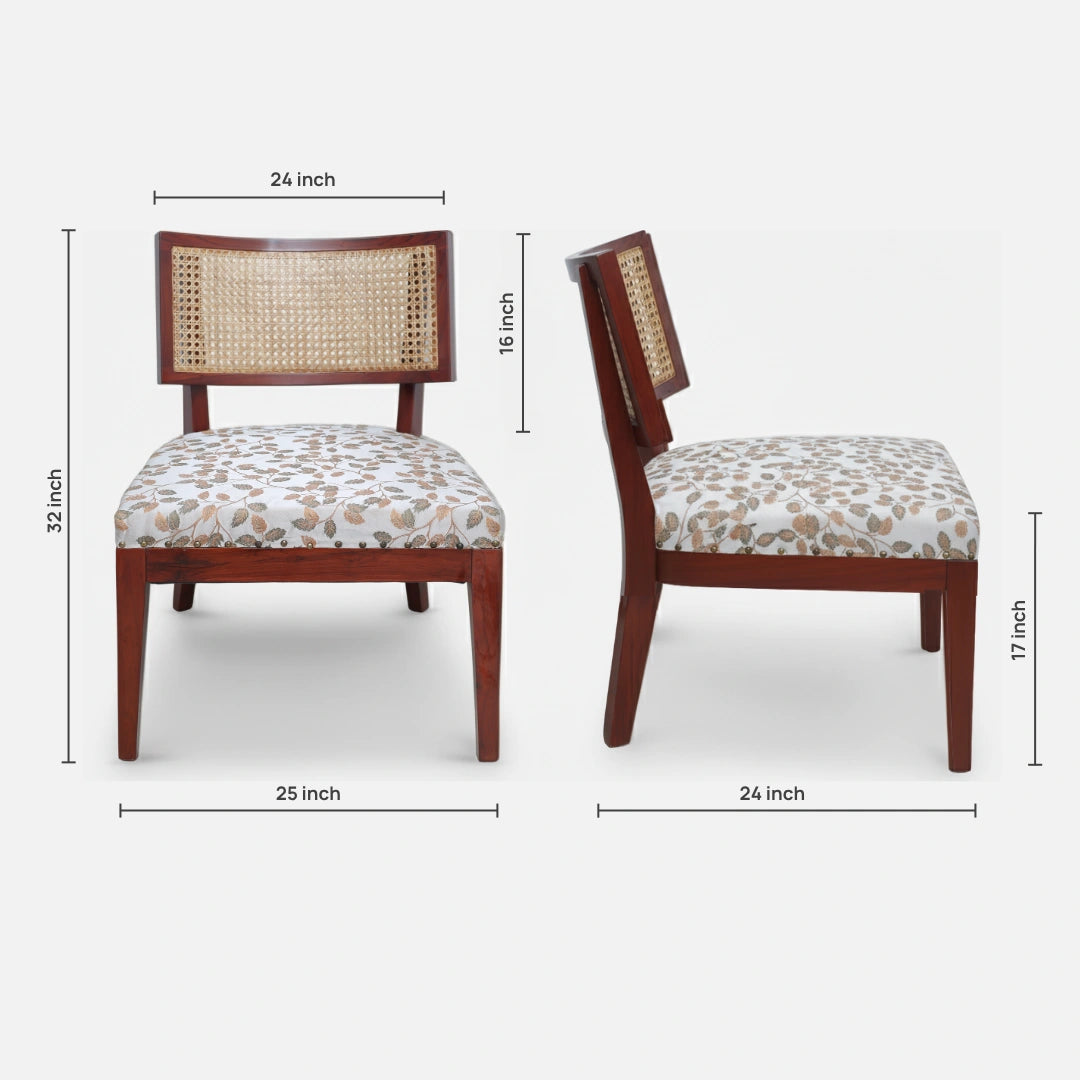 Liora Teak Wood Lounge Chair (Brown) dimensions view