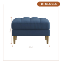 Loft Teak Wood Ottoman Stool (Cyan Blue) dimensions