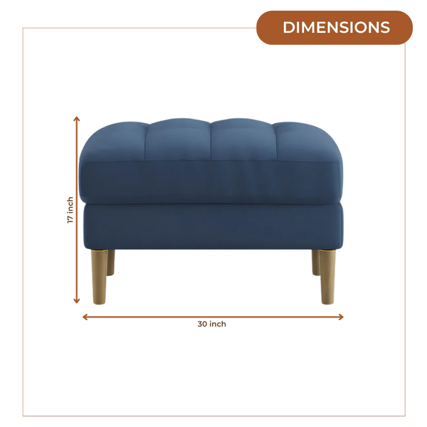 Loft Teak Wood Ottoman Stool (Cyan Blue) dimensions