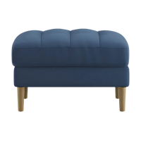 Loft Teak Wood Ottoman Stool (Cyan Blue) front view