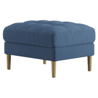 Loft Teak Wood Ottoman Stool (Cyan Blue) side angle