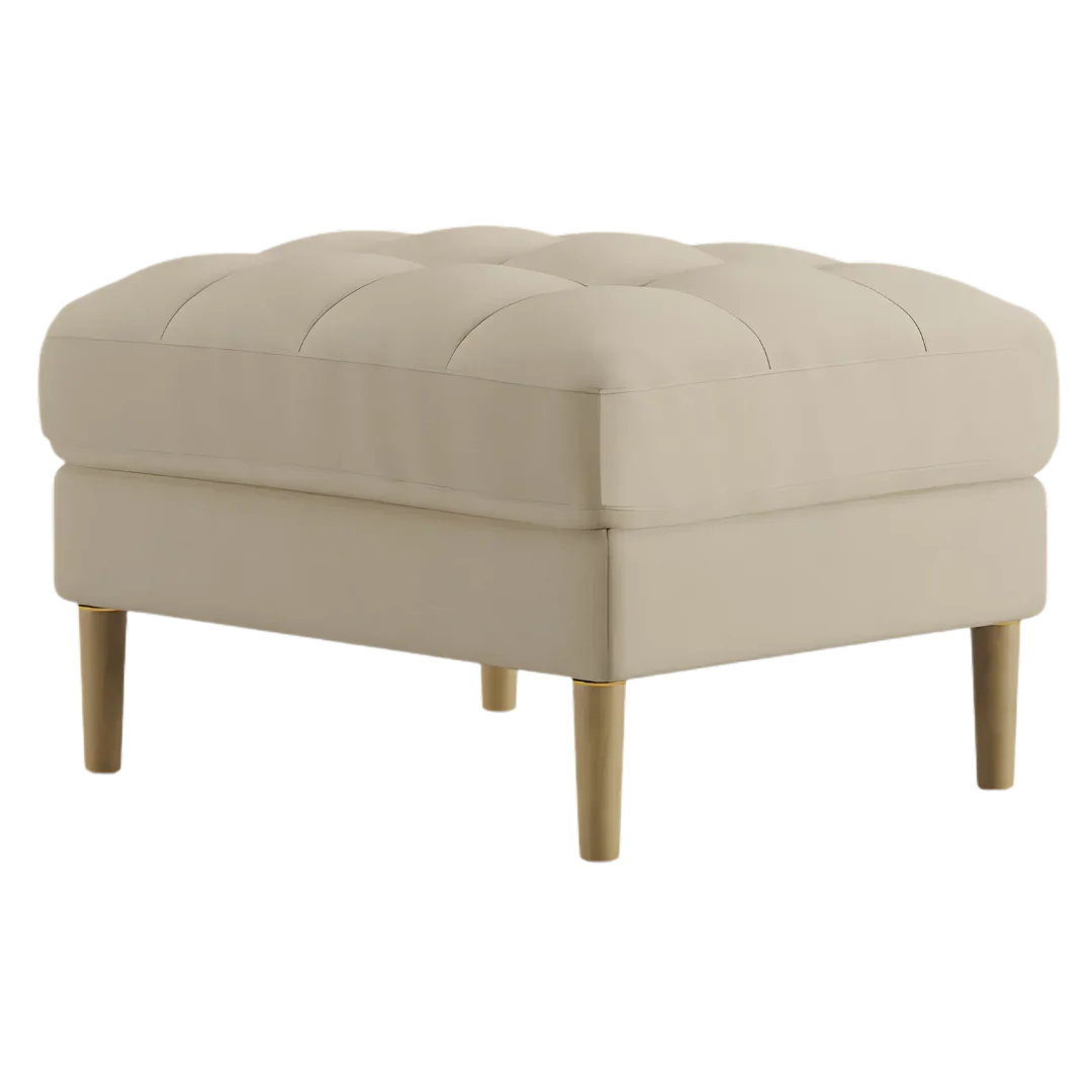 Loft Teak Wood Ottoman Stool (Grey) side angle