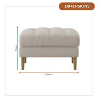 Loft Teak Wood Ottoman Stool (Ivory) dimensions