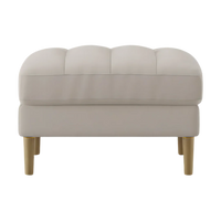 Loft Teak Wood Ottoman Stool (Ivory) front view