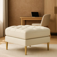 Loft Teak Wood Ottoman Stool (Ivory) lifestyle view