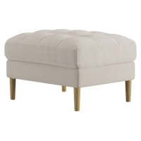Loft Teak Wood Ottoman Stool (Ivory) side angle